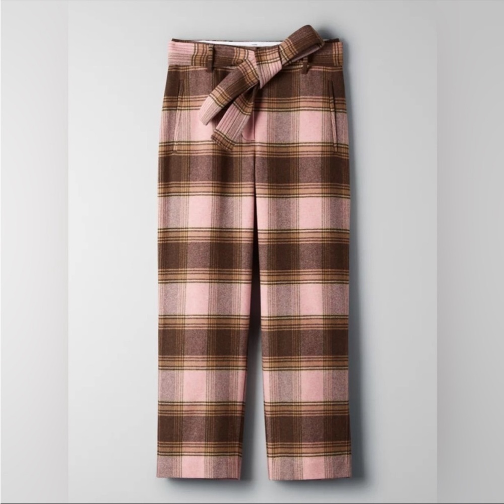 Aritzia  Wilfred New Tie-Front Wool Pant -Plaid